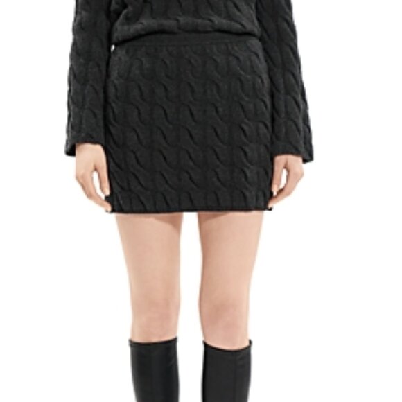 Theory Cable Knit Mini Skirt | Wool-Cashmere Felted Charcoal | NWT Size M - Picture 5 of 5
